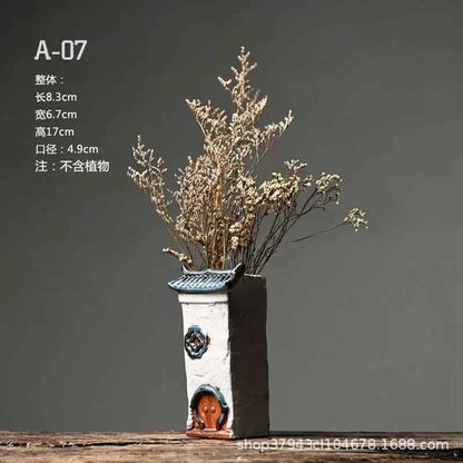Courtyard Modelling Ceramic Flower Pots Huizhou Architectural Bamboos Pot Planting Pots Fish Tank Aquascape Ornament Decorations