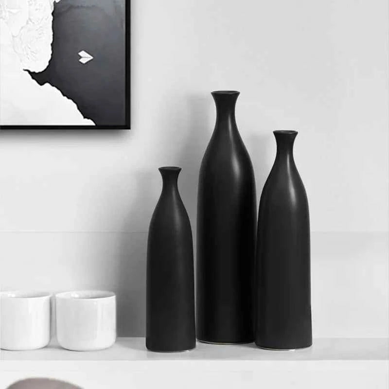 Black and White Ceramic Vase Decoration Modern Creative Simple Flower Arrangement Table Living Room Home Soft Decoration