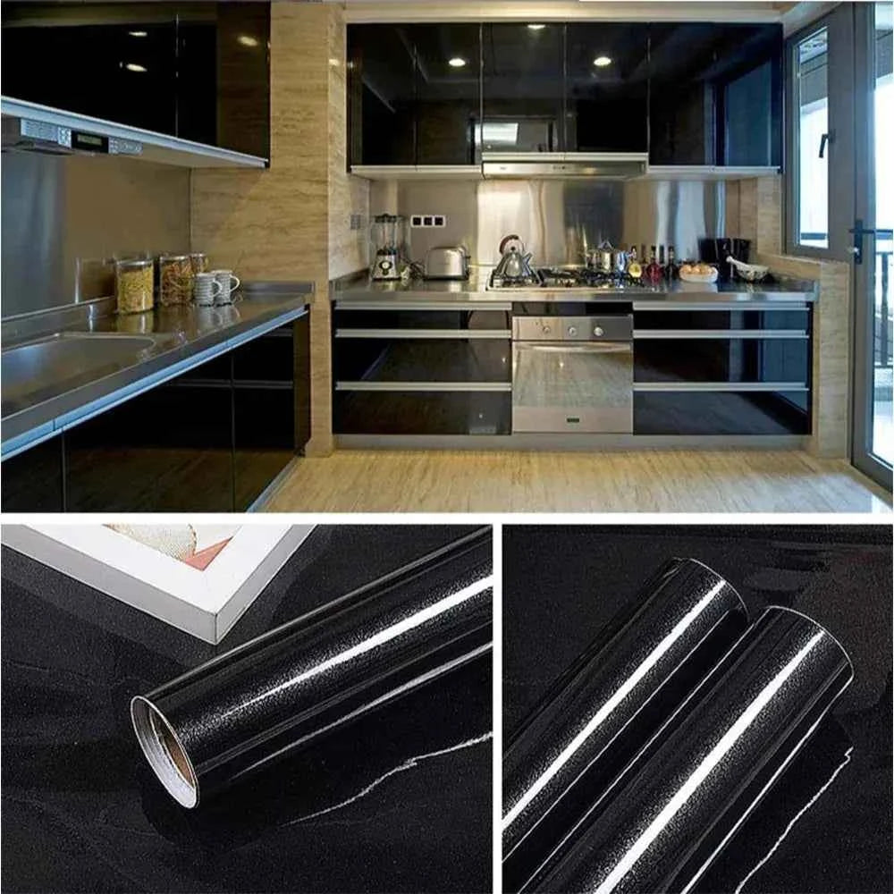 Plain Gloss Paste Wall Stickers PVC Pearl Film Waterproof Wallpaper Room DIY Self-adhesive Wardrobe Kitchen Furnitur Renovation