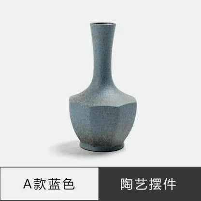 Japanese Zen Vintage Ceramic Vase Dried Flower Arrangement Flower Craft Ornament Table Top Irregular Threaded Vase Ornament Gift