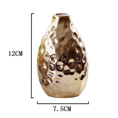Unique Oval Shape Plating Ceramic Flower Vase Decorative Modern for Home Centerpieces Three Different Styles