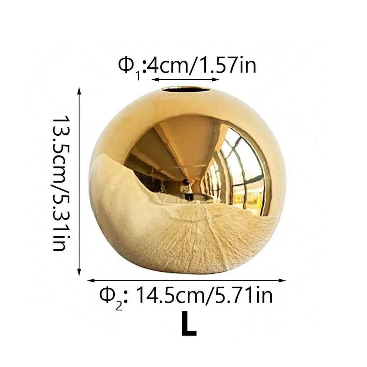 Luxury Galvanized Silver Ball Ceramic Vase Living Room Dining Table Art Vase Plant Flower Flower Arrangement Countertop Ornament