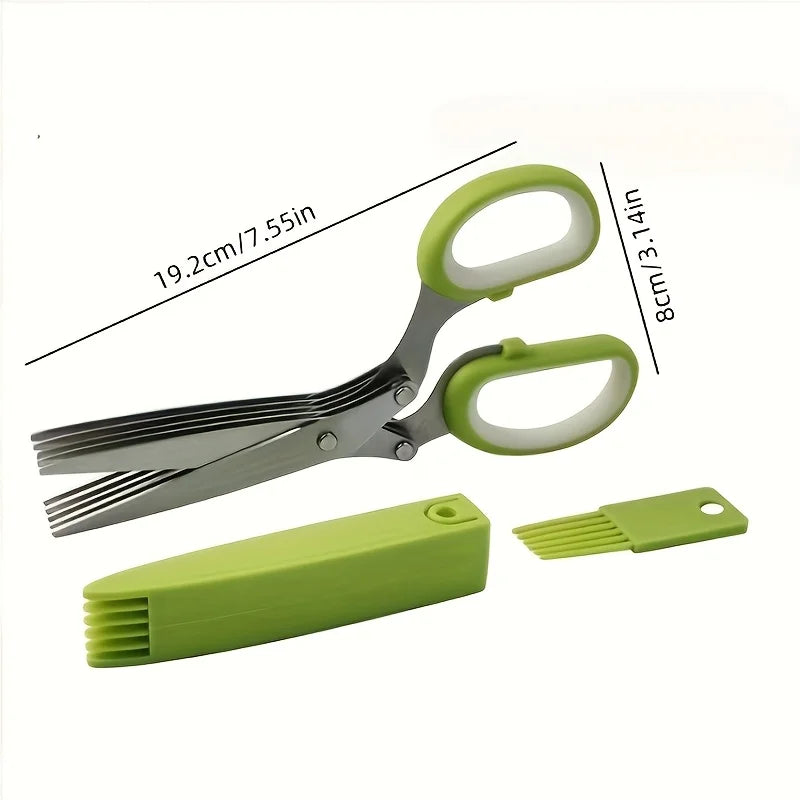 Multi-Layer Stainless Steel Kitchen Scissors for Scallion, Herb and Vegetable Cutting