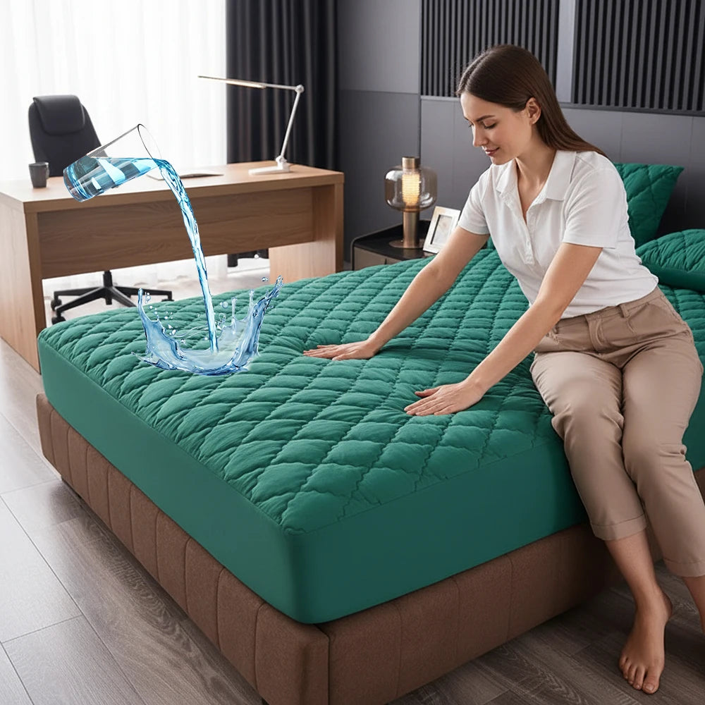 Quilted Wrinkle-Free King Fitted Sheet, Microfiber