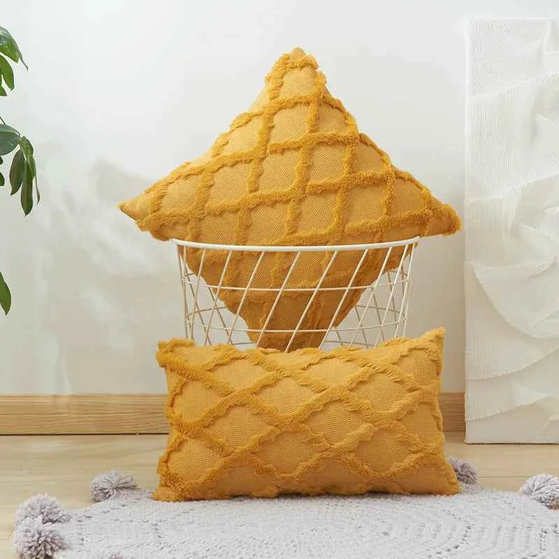 Soft Plush Wool Throw Pillow Covers Luxury Style Cushion Covers European Pillow Shell for Sofa Bedroom Cream Khaki Christmas