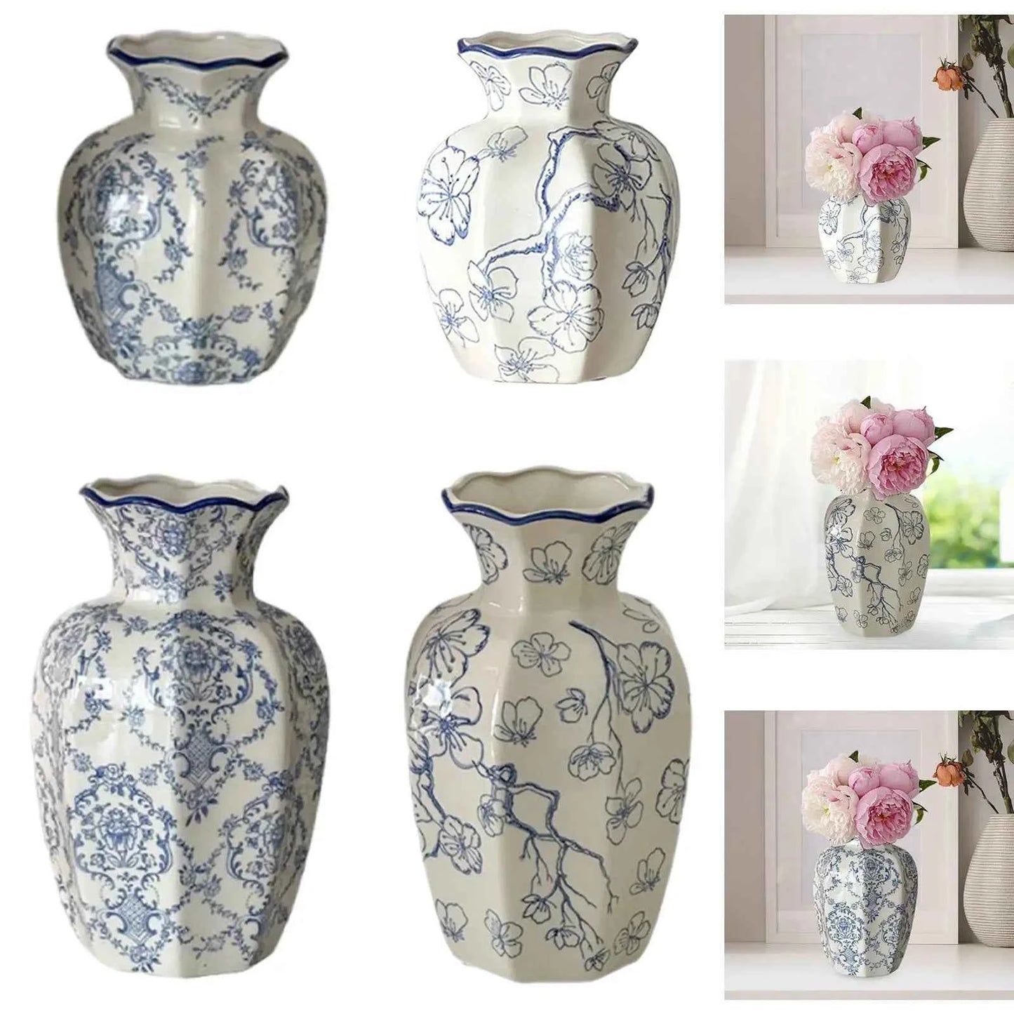 Chinese Ceramic Flower Vase Home Decor Plant Holder for Office Wedding Table