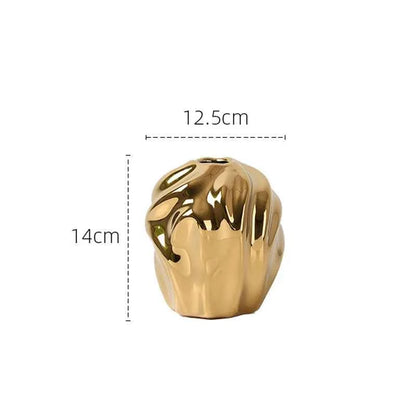 Modern Light Luxury Creative Ceramic Golden Vase Decoration Living Room Bedroom Decoration Cabinet Flower Vase Home Decoration
