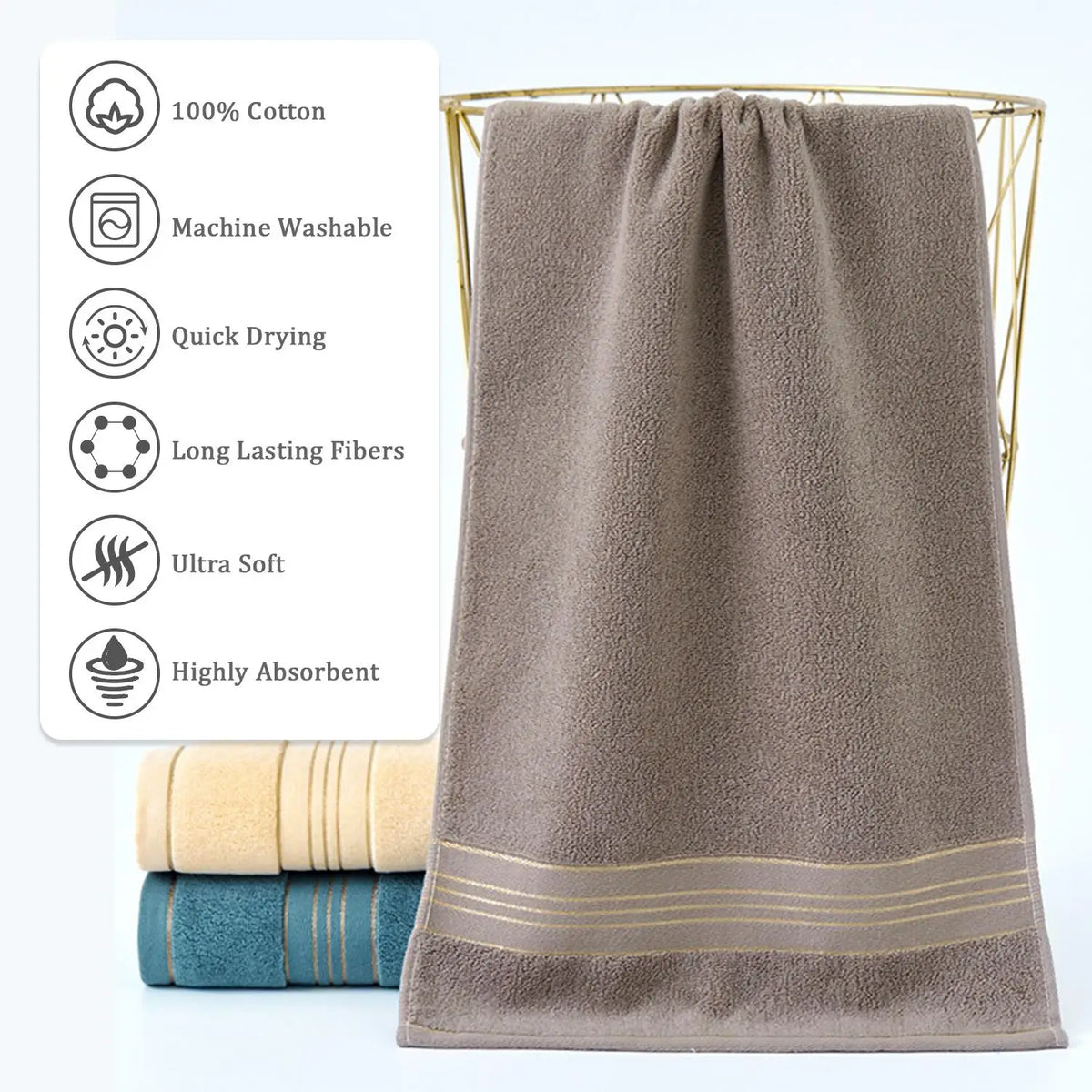 100% Pure Cotton Hand Towels Super Soft Fluffy Absorbent Quick Dry