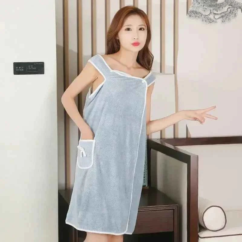 Womens Bath Towels Wearable Bathrobe Bath Towels Clearance Soft and Absorbent Towel Dress Coral Fleece Quick-Dry Shower Bathrobe