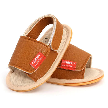 Classic Leather Baby Sandals Baby Boys Baby Girls Non-slip Solid Color Bow Baby Walking Soft Rubber Bottom Hundred Garden Shoes