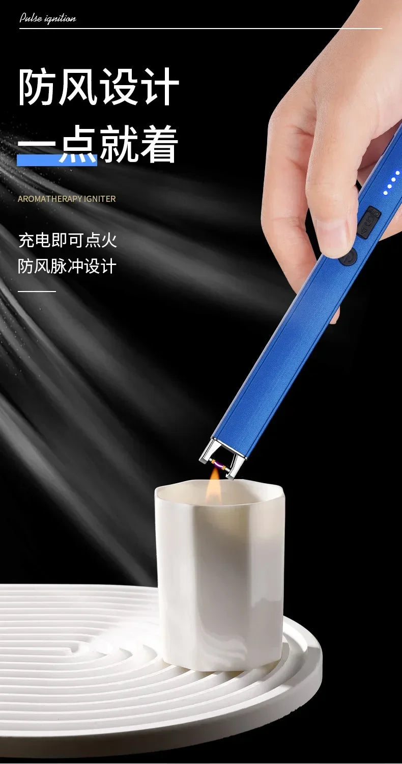 Windproof USB Electric Lighter with Safety Lock & LED Battery Display