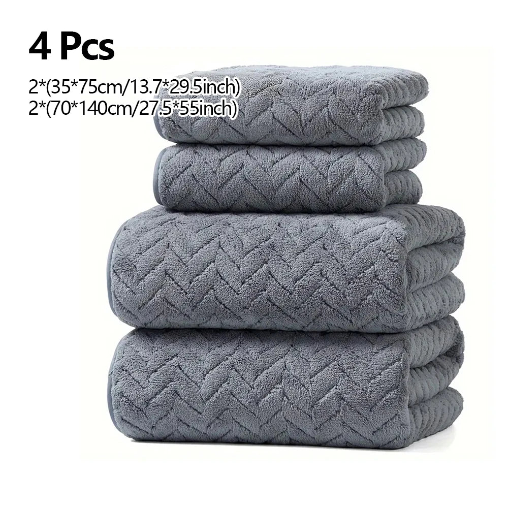 4/6 Pcs Towel Set - Soft Hand Towel Absorbent Bath towel Set 2 Size