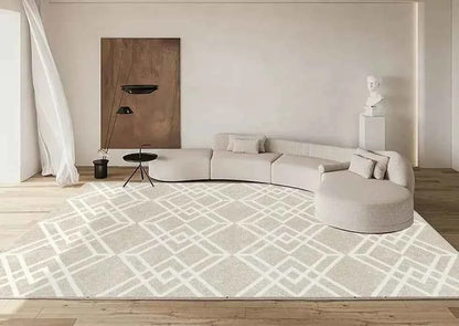 Modern White Minimalism Large Living Room Carpet Light Luxury Beige Decoration Bedroom Carpet Soft Lounge Rug Washable Floor Mat