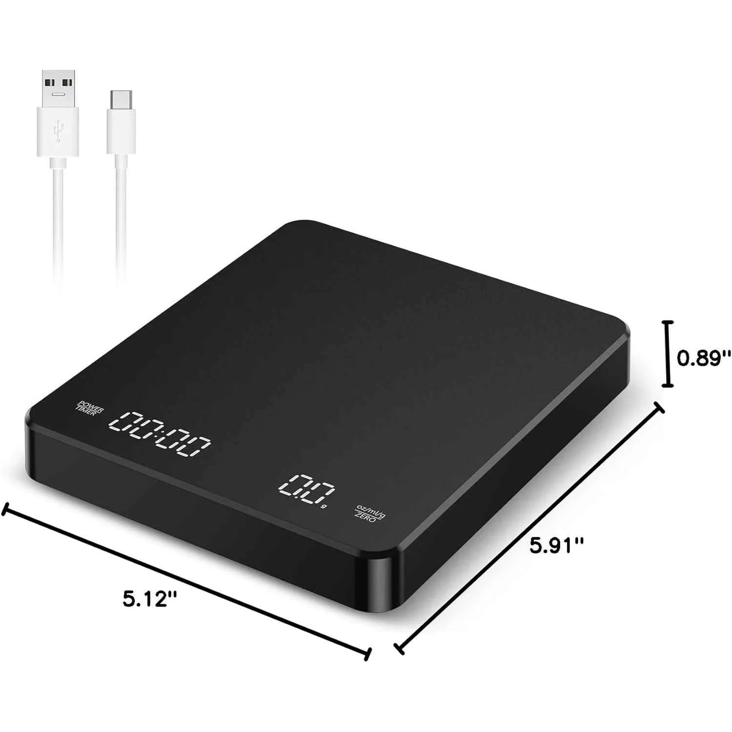 Coffee Scale with Positive and Negative Timer 3kg/0.1g High Precision Kitchen Digital Food Scale Matte Black Espresso Scale