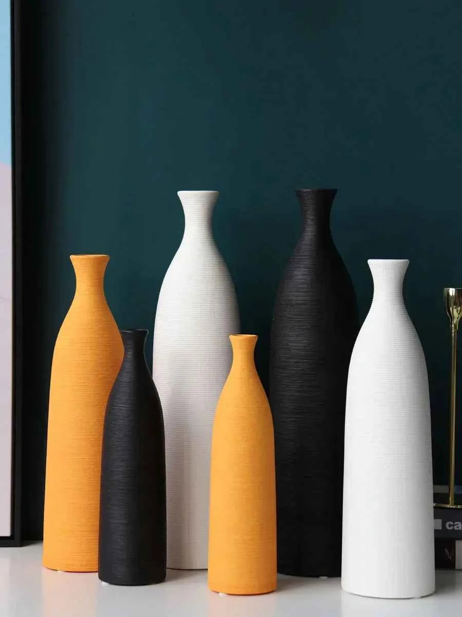 Simple Modern Black White Ceramic Vase Accessories Crafts Home Livingroom Table Figurines Decoration Office Furnishing Ornaments