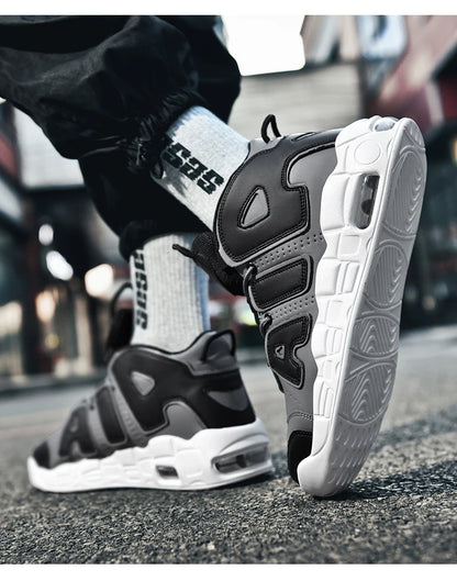 New Large-sized High-top Men's Shoes, Lightweight and Anti-slip Air Cushioned Sports Running Shoes, Casual Basketball Shoes