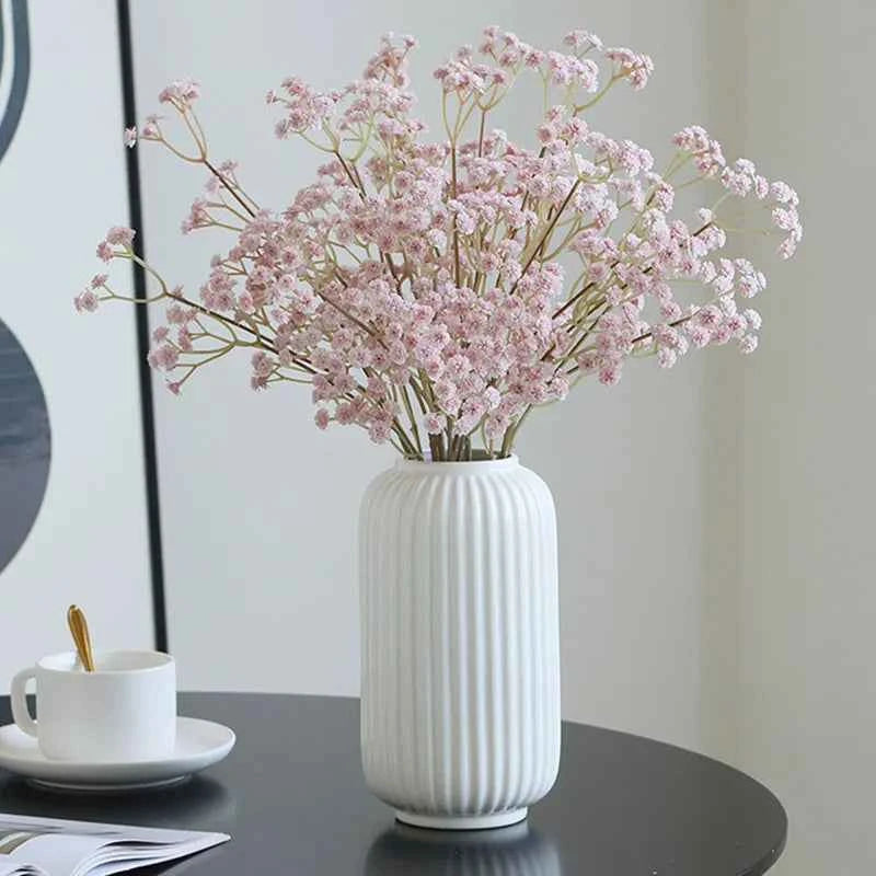 Nordic Plastic Small Vase for Tabletop Home Flower Living Room Decor Decoration Table Ornaments Circle Flower Arrangement Vase