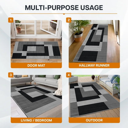 VIKAMA Geometric Style Living Room Carpet – Durable Slip-Resistant Rug for Sofa, Bedroom & Coffee Table
