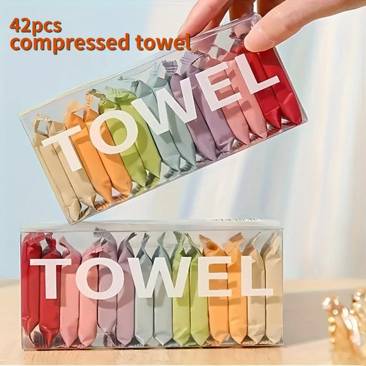 Lot de 42 serviettes de visage compressées jetables – Voyage et extérieur