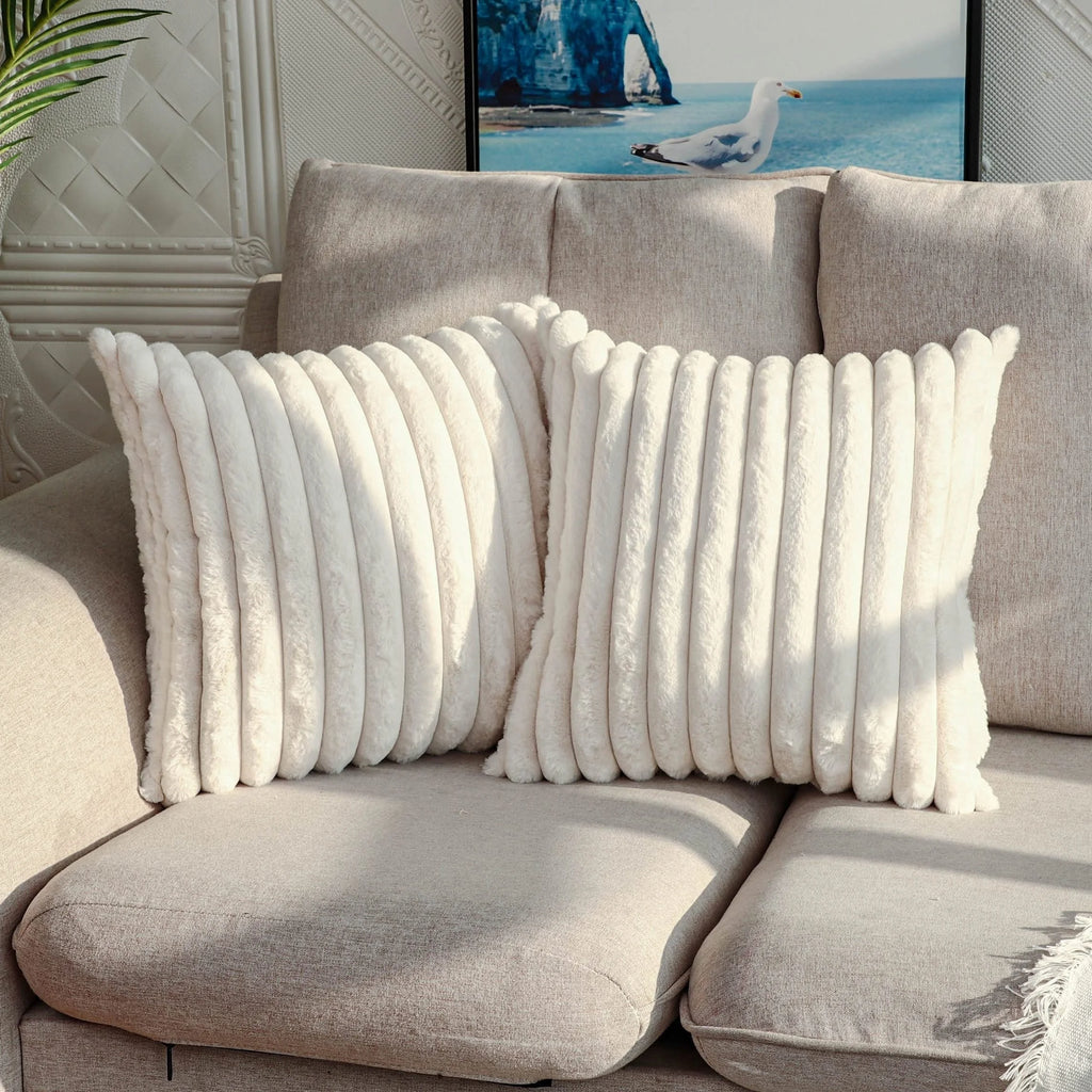 Striped Corduroy Pillow Case, Gray, Multi-Room Use