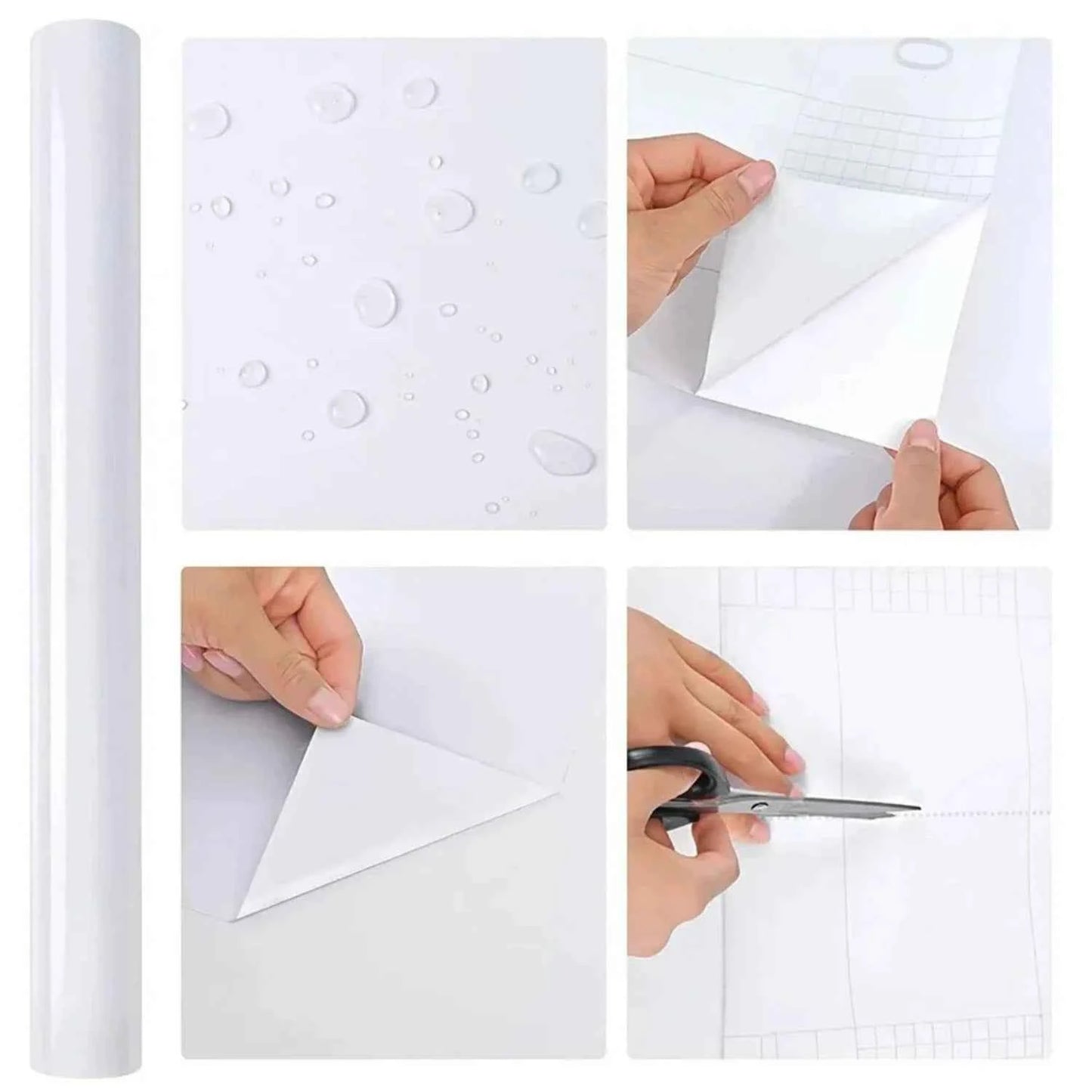 Plain Gloss Paste Wall Stickers PVC Pearl Film Waterproof Wallpaper Room DIY Self-adhesive Wardrobe Kitchen Furnitur Renovation