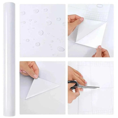 Plain Gloss Paste Wall Stickers PVC Pearl Film Waterproof Wallpaper Room DIY Self-adhesive Wardrobe Kitchen Furnitur Renovation