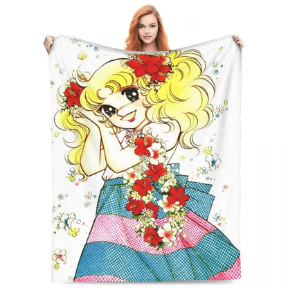 Candy Candy Manga Fleece Blankets Drama Adventure Custom Throw Blankets for Sofa Bedding Lounge