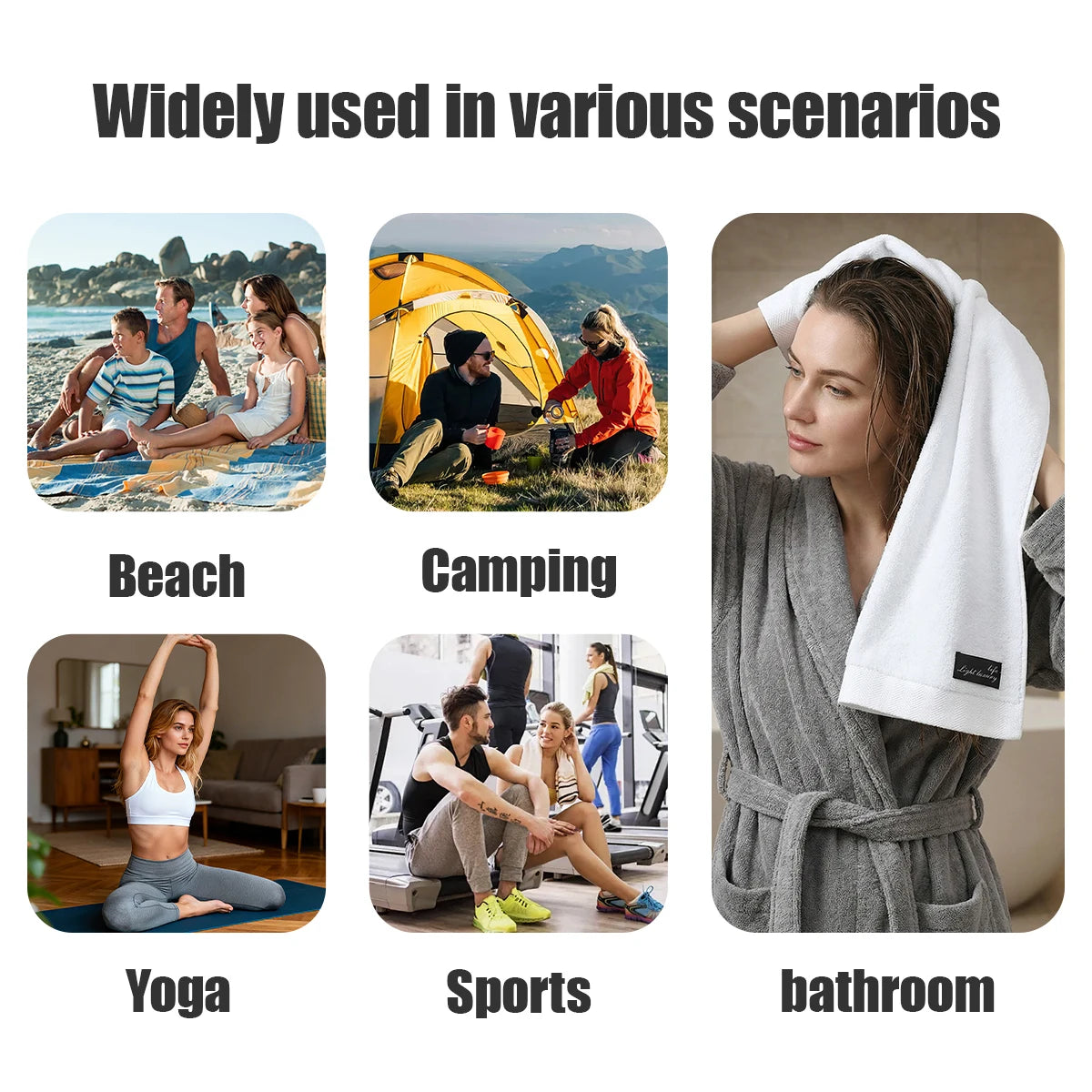 4-Pack 100% Cotton Towels, Soft & Comfortable, High Water Absorbency, Hair-Drying
