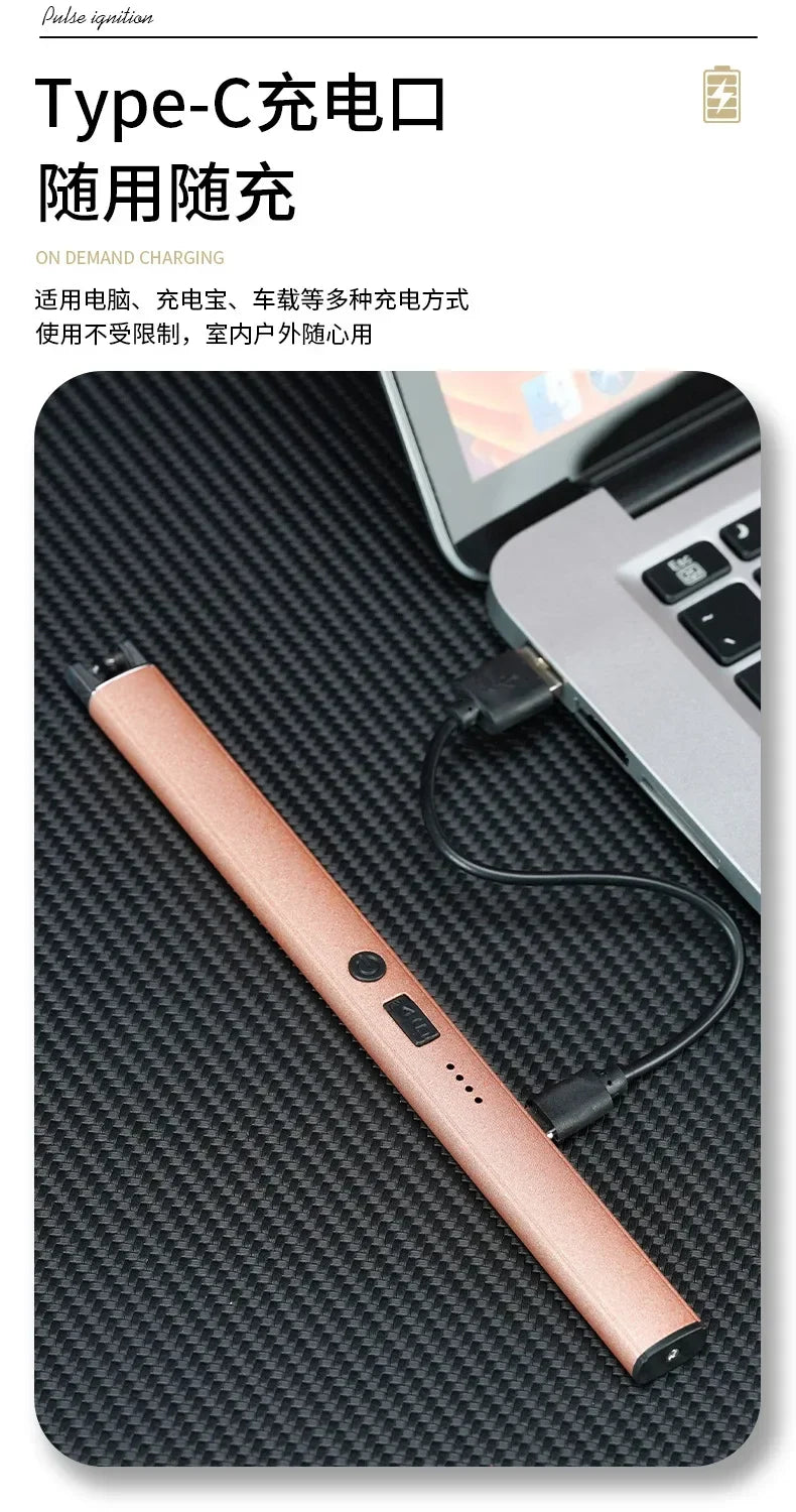 Windproof USB Electric Lighter with Safety Lock & LED Battery Display