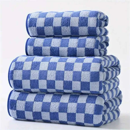 Checkered Towels Set of 4,Luxury Towels for Bathroom, 2 Bath Towels,2 Hand Towels,Soft Absorbent Quick Dry Gifts Home Decoration
