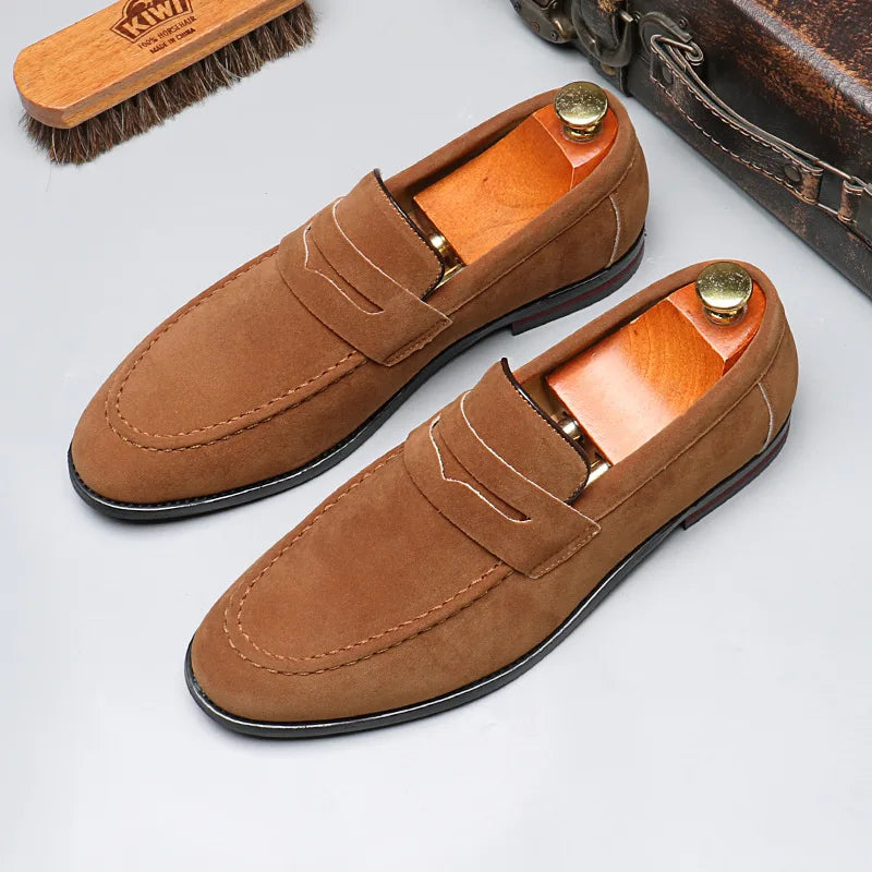 Mocassins en daim pour hommes | Chaussures habillées à enfiler pour mariages, affaires et événements formels