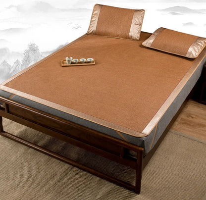 Japanese Tatami Rattan Cool Mat – Thin Summer Sleeping Pad for Bed, Bedroom & Kids Play Area