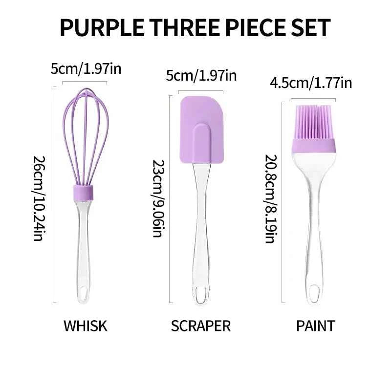 3Pcs Non-Stick Silicone Cream Scraper Bread Cake Butter Spatula Mixer Oil Brush With PP Handle Cake Spatula Kitchen Baking Tool