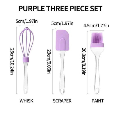 3Pcs Non-Stick Silicone Cream Scraper Bread Cake Butter Spatula Mixer Oil Brush With PP Handle Cake Spatula Kitchen Baking Tool
