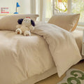 4-Piece Solid Cotton Bedding Set – Duvet Cover, Bed Sheet & 2 Pillowcases | Twin, Full, Queen, King