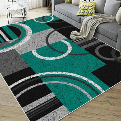 Nordic Abstract Geometric Area Rug – Anti-Slip Washable Felt Floor Mat for Living Room & Kitchen