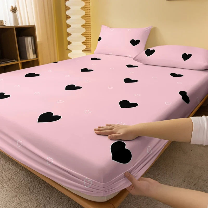 Modern Heart Geometry Matte Fitted Sheet