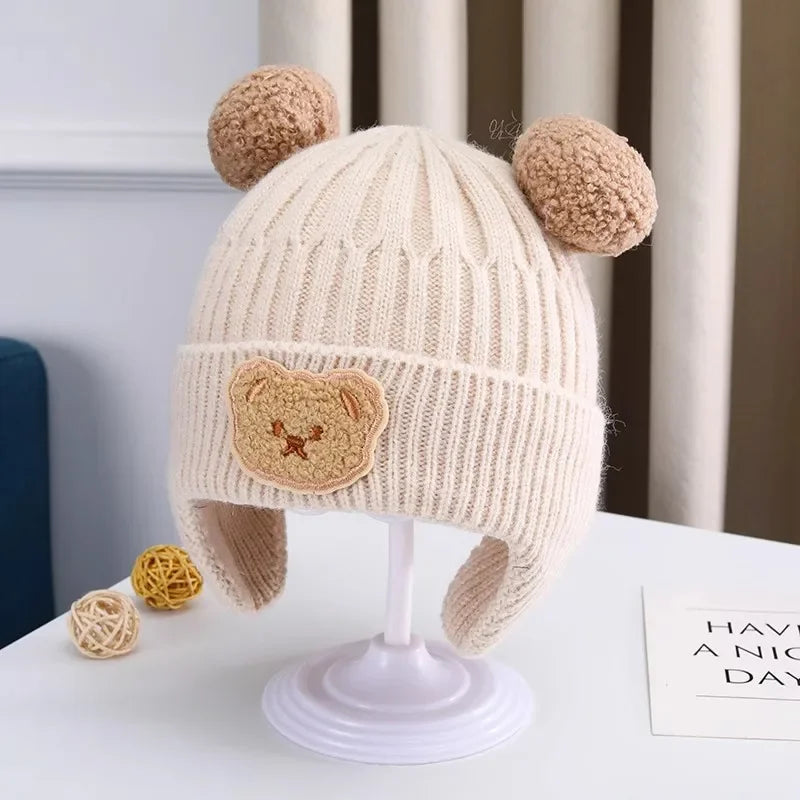 Wool Bear Ear Protection Winter Hat