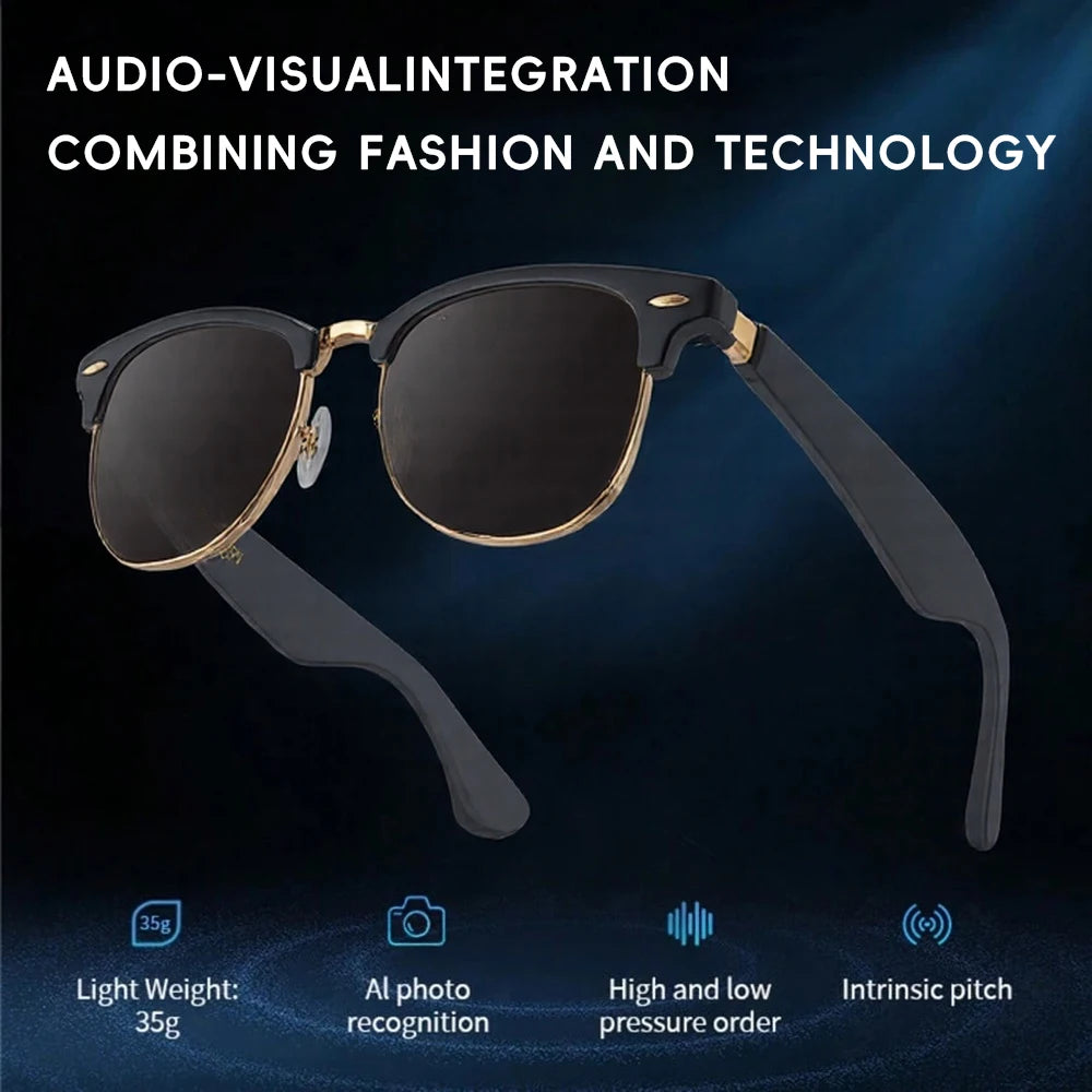 Smart Audio Glasses – Bluetooth 5.4, 144-Language AI Translation, Open-Ear, 9H Battery, UV Protection