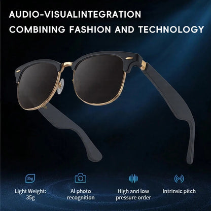 Smart Audio Glasses – Bluetooth 5.4, 144-Language AI Translation, Open-Ear, 9H Battery, UV Protection