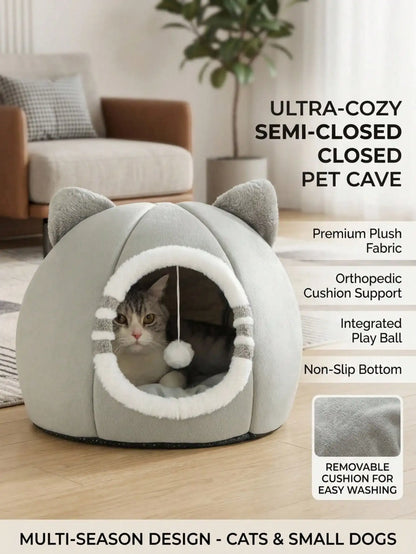 Washable Cat & Kitten Bed, Anti-Slip Bottom