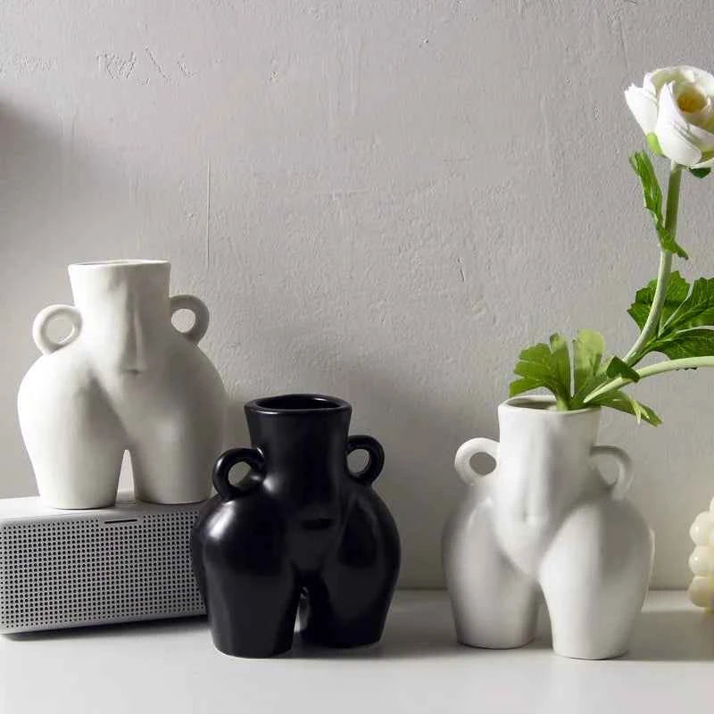 Body shape creative ceramic butt vase dried flower arrangement simple modern art home decoration
