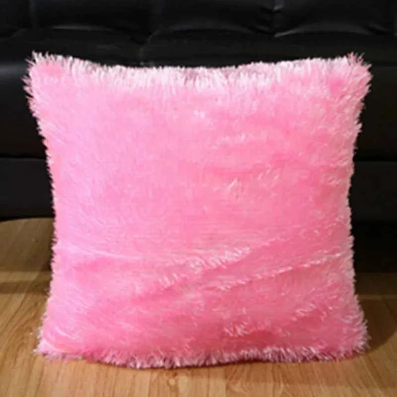 Soft Faux Fur Pillows Case Plush Cushion Cover Pink Blue Purple Warm Living Room Bedroom Sofa Decorative Pillows Cover 40*40cm