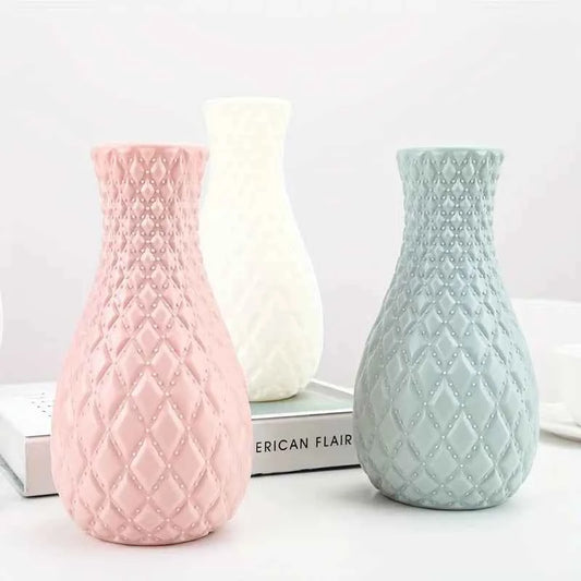 1pc Imitation Ceramic Plastic Vase, Suitable For Creative Flower Arrangement Decoration Of Rooms, Weddings, And Scenes