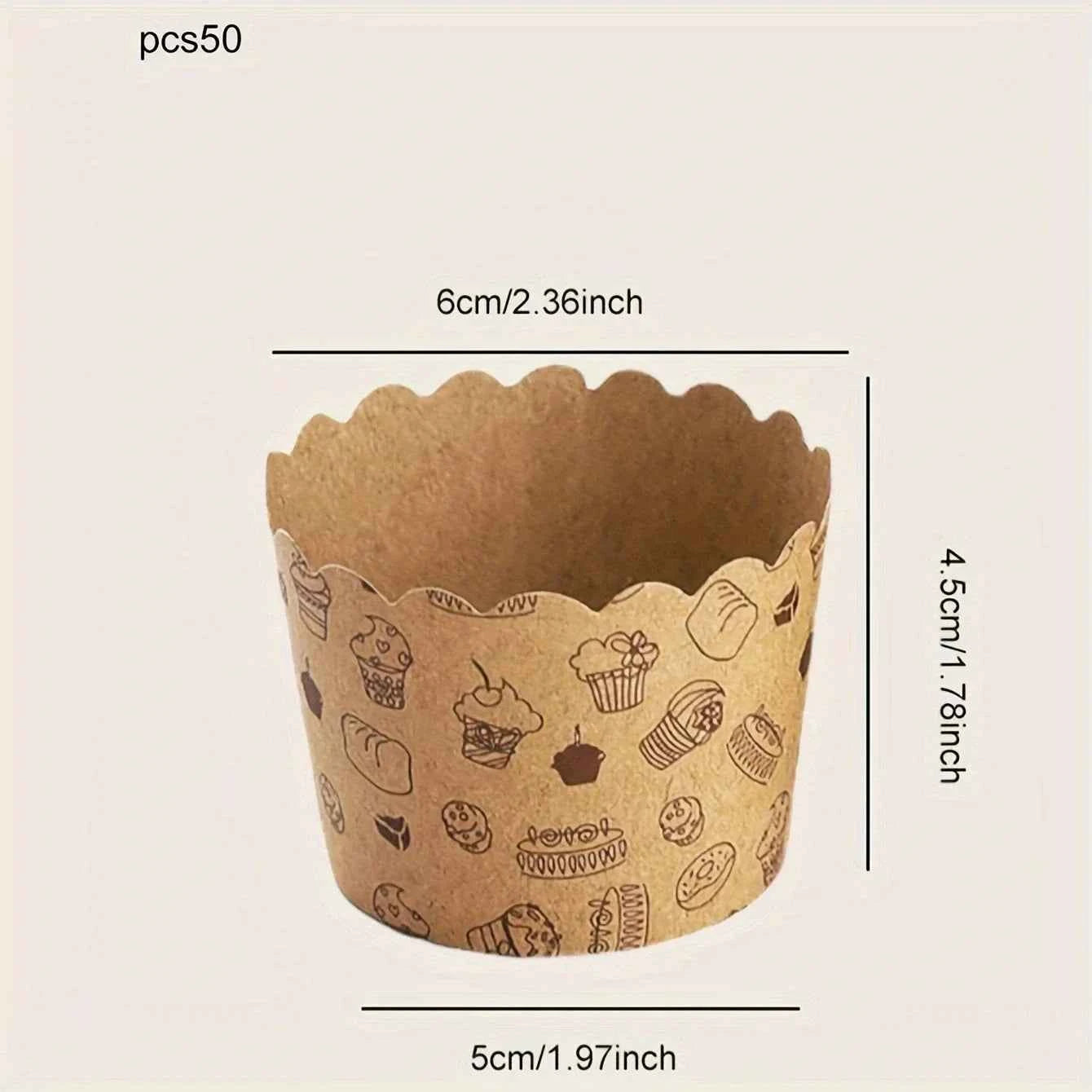 50pcs, Heat-Resistant Kraft Paper Muffin Cups for Baking and Serving - Small Kitchen Accessories for Cakes, Pastries, and More