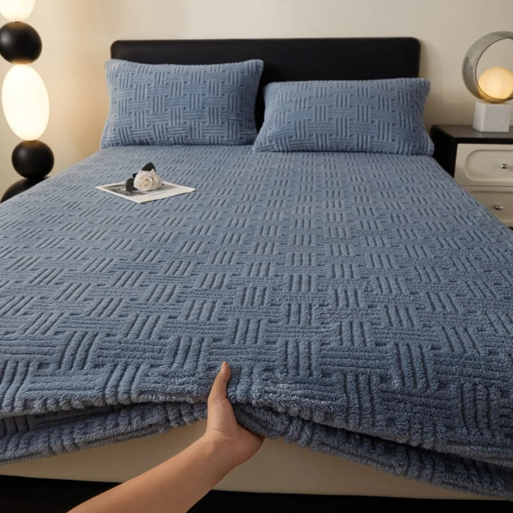 Waffle Cross Stripe Fitted Sheet, Deep Pocket, Soft