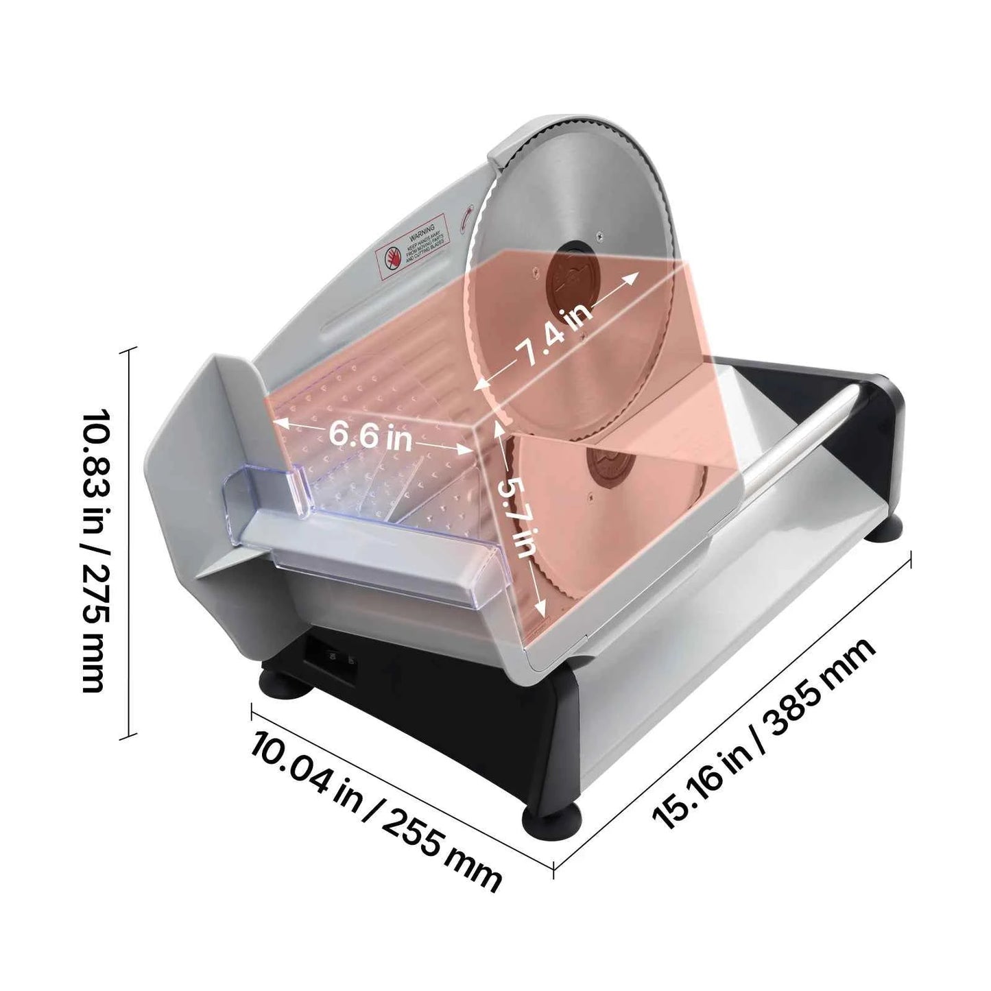 SucceBuy 6.7-10 inch Meat Slicer Electric Deli Slicer Machine with two SUS420 Blades Home Food-Slicer for Meat, Ham, Baguett