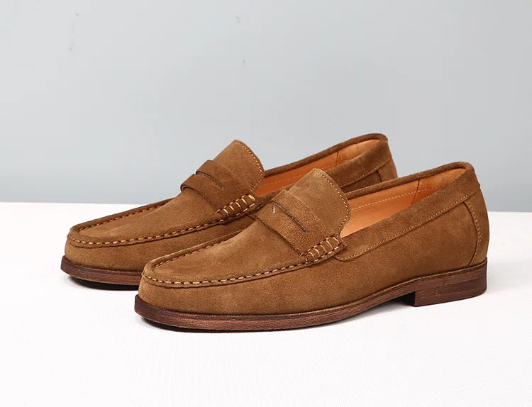 Men's Cow Suede Loafers | Classic British Style Moccasins Light Driving Flats