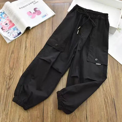 Spring Clothes Fashionable Kids Cargo Joggers Elastic Ankle Pants Casual Trousers Light Breathable Summer Trendy Outfit