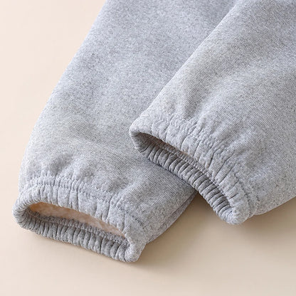 Autumn And Winter Children's Plush Warm Sports Casual Pants For Boys And Girls Solid Color Fashion Thick Windproof Harun Pants